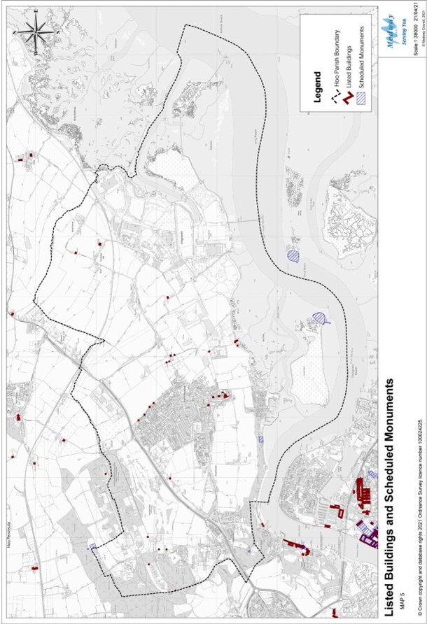 A map listed buildings and scheduled monuments.