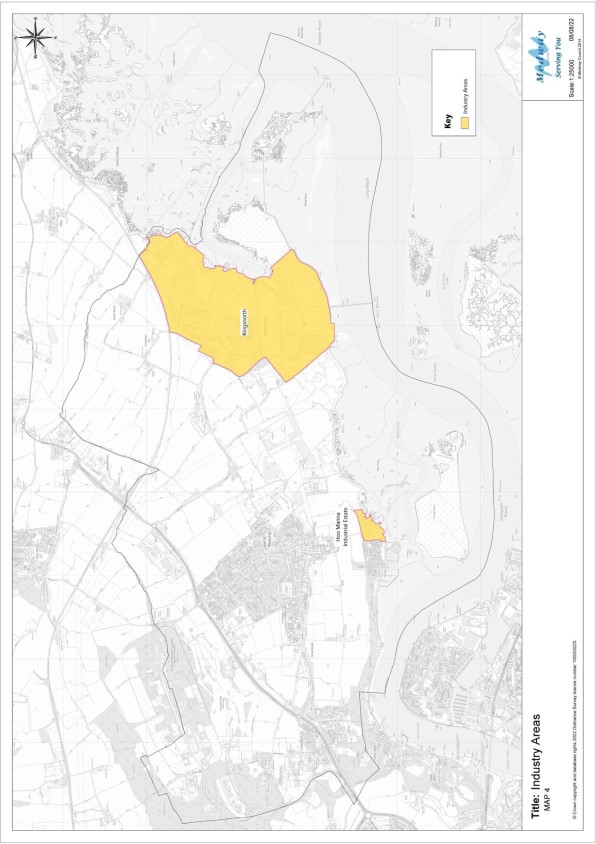 A map showing industrial areas.