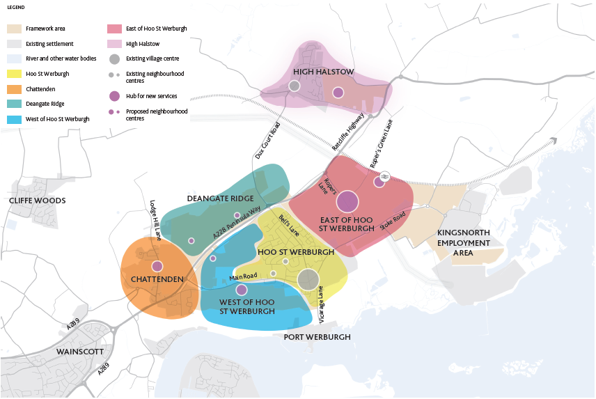 Map showing distinct sustainable neighbourhoods 