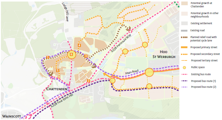 Map showing Chattenden Road infrastructure & public transport
