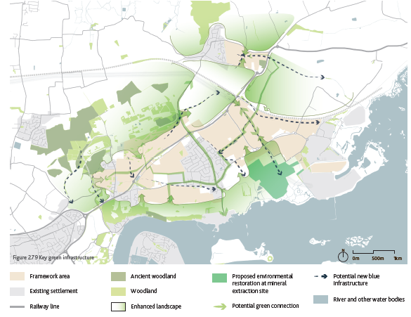Map showing key green infrastructure areas