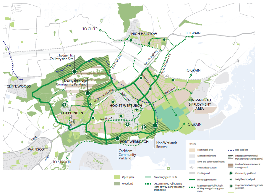 Map showing landscape led development and key green infrastructure
