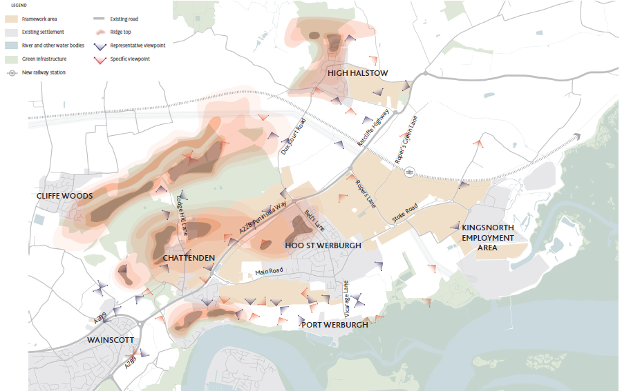 Map showing landscape led development topography