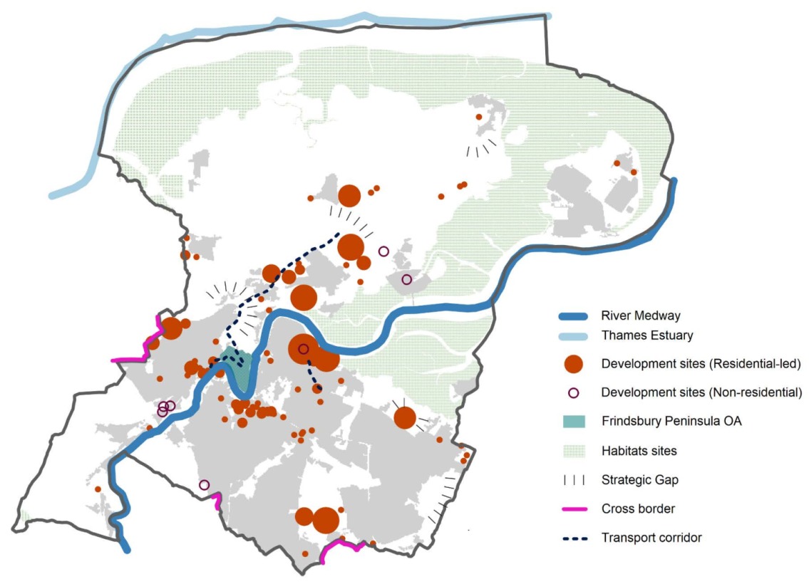A map of River Medway and surrounding sites